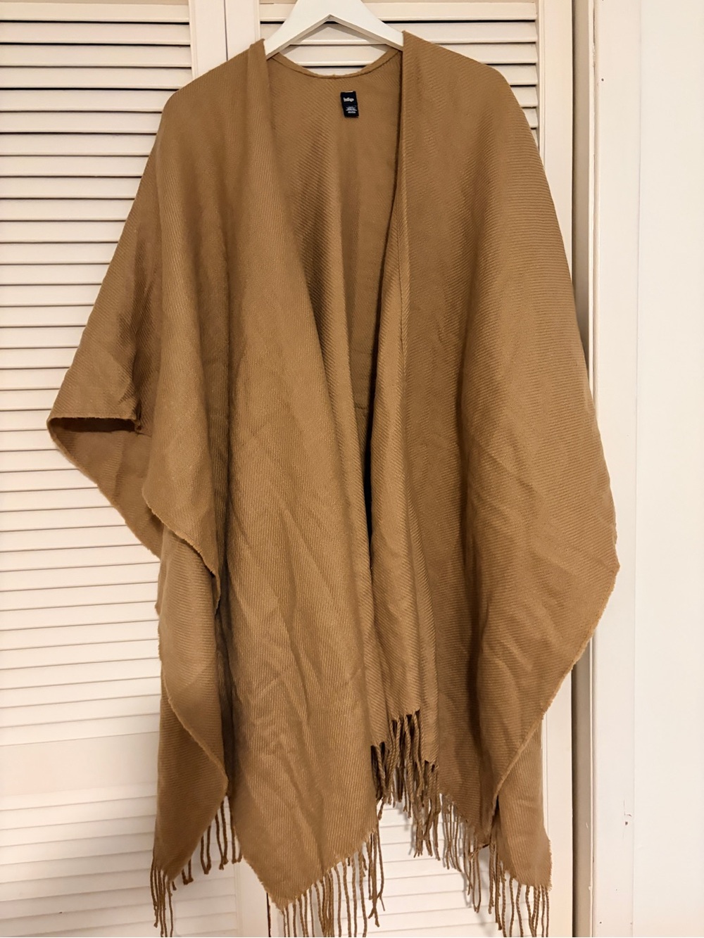 Indigo Tan Fringe Open-Front Poncho Wrap